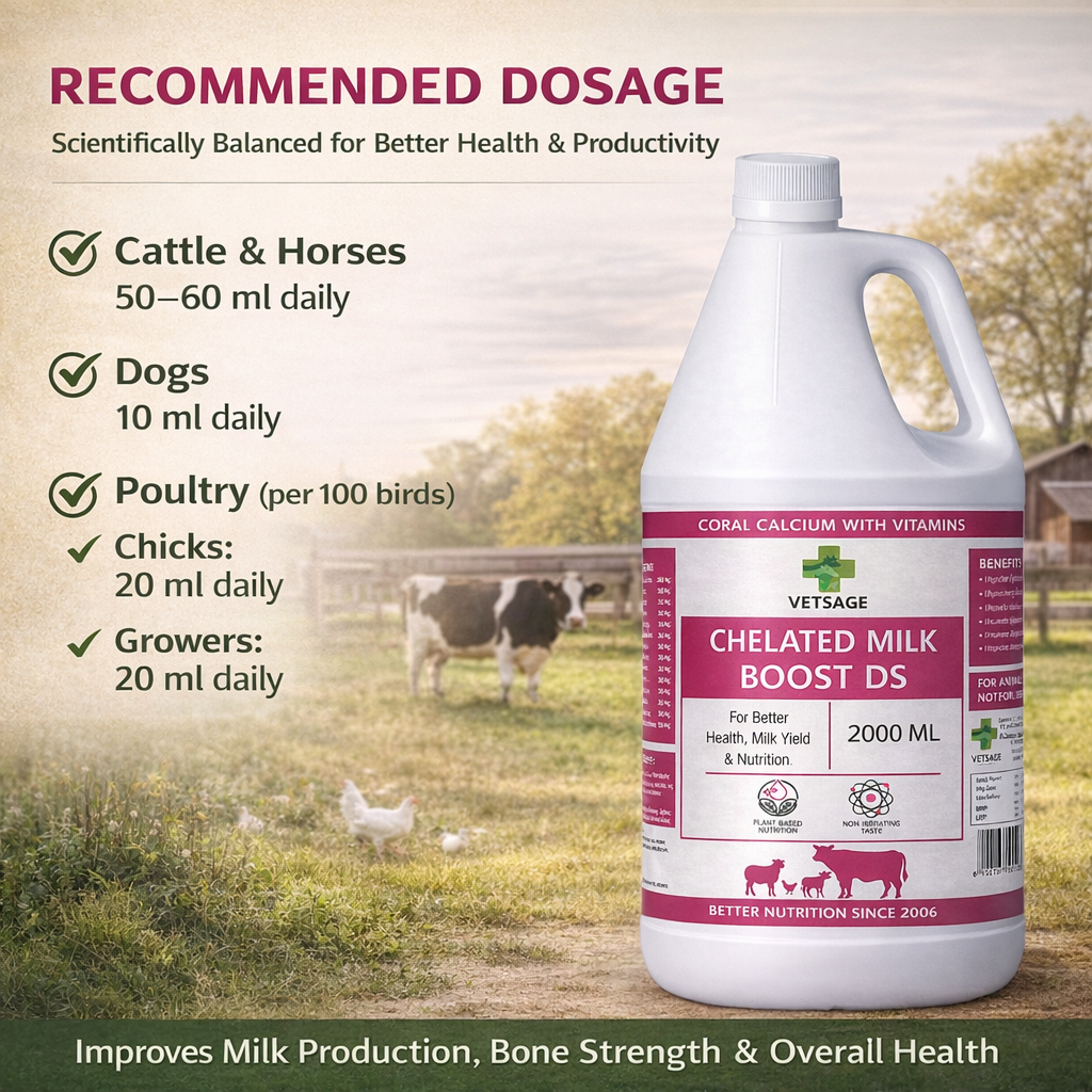 Chelated Milk Boost DS Calcium and Mineral Feed Supplement for Cattle and Dairy Livestock, Nutritional Mineral Additive for Large Animal Nutrition