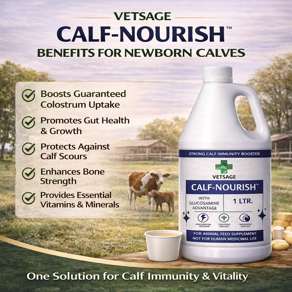 Calf Nourish Nutritional Tonic for Young Calves and Small Ruminants, Dietary Supplement for Animal Support and Balanced Liquid Nutritional Intake |