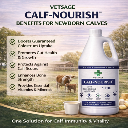 Calf Nourish Nutritional Tonic for Young Calves and Small Ruminants, Dietary Supplement for Animal Support and Balanced Liquid Nutritional Intake |