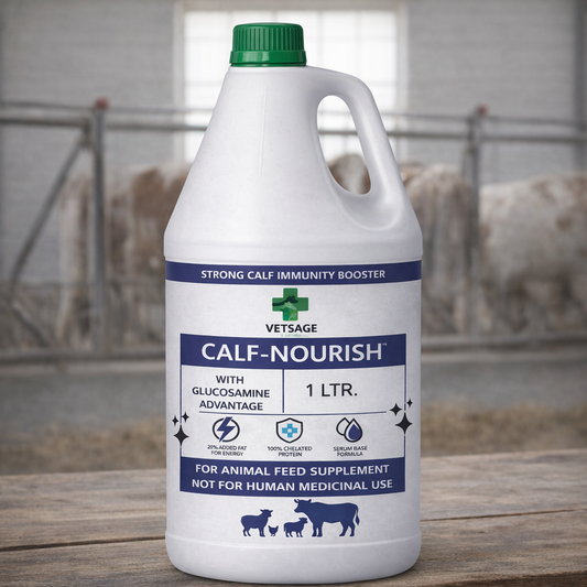 Calf Nourish Nutritional Tonic for Young Calves and Small Ruminants, Dietary Supplement for Animal Support and Balanced Liquid Nutritional Intake |
