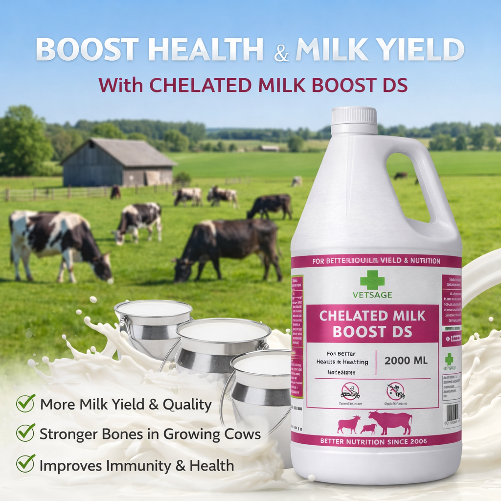Chelated Milk Boost DS Calcium and Mineral Feed Supplement for Cattle and Dairy Livestock, Nutritional Mineral Additive for Large Animal Nutrition