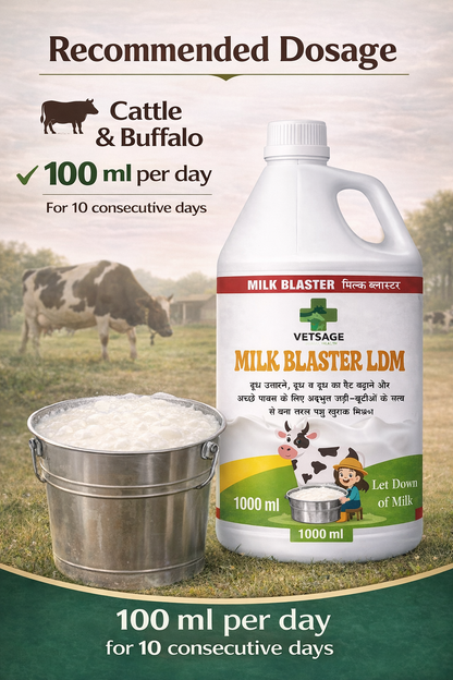 Milk Blaster LDM Cattle Feed Supplement, Nutritional Mineral Mix and Additive for Dairy Livestock and Large Animals for Use in Daily Feed Rations | 1000 ml