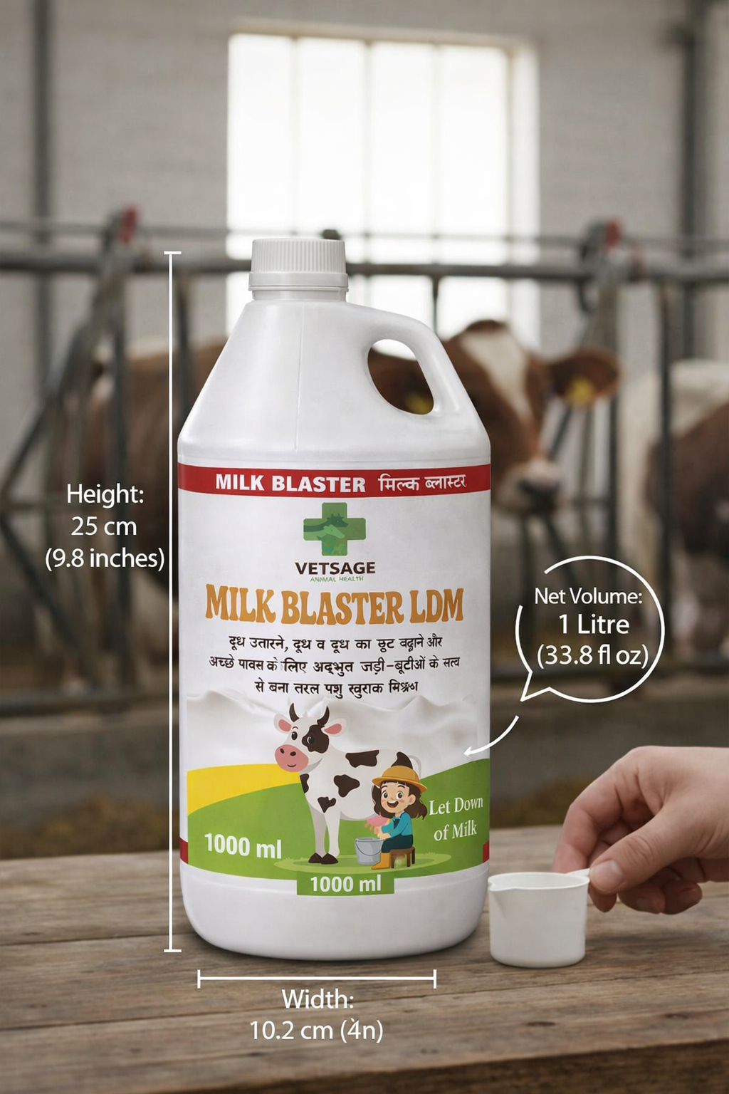 Milk Blaster LDM Cattle Feed Supplement, Nutritional Mineral Mix and Additive for Dairy Livestock and Large Animals for Use in Daily Feed Rations | 1000 ml