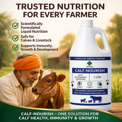 Calf Nourish Nutritional Tonic for Young Calves and Small Ruminants, Dietary Supplement for Animal Support and Balanced Liquid Nutritional Intake |
