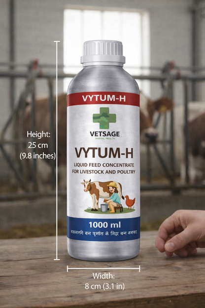 VYTUM H-Liquid Feed Supplement for Cattle, Livestock, and Pets, Liquid Nutritional Concentrate for Daily Dietary Management and Animal Wellness Support
