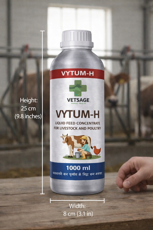 VYTUM H-Liquid Feed Supplement for Cattle, Livestock, and Pets, Liquid Nutritional Concentrate for Daily Dietary Management and Animal Wellness Support