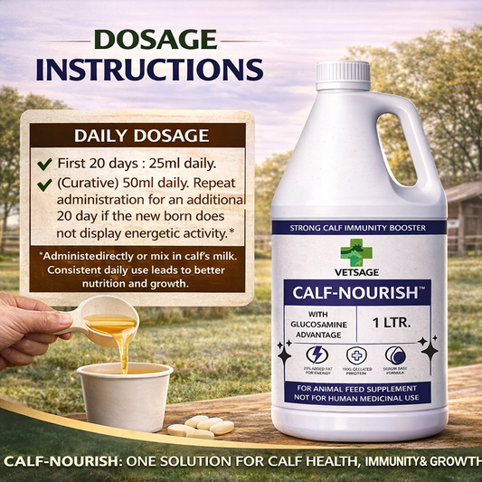 Calf Nourish Nutritional Tonic for Young Calves and Small Ruminants, Dietary Supplement for Animal Support and Balanced Liquid Nutritional Intake |