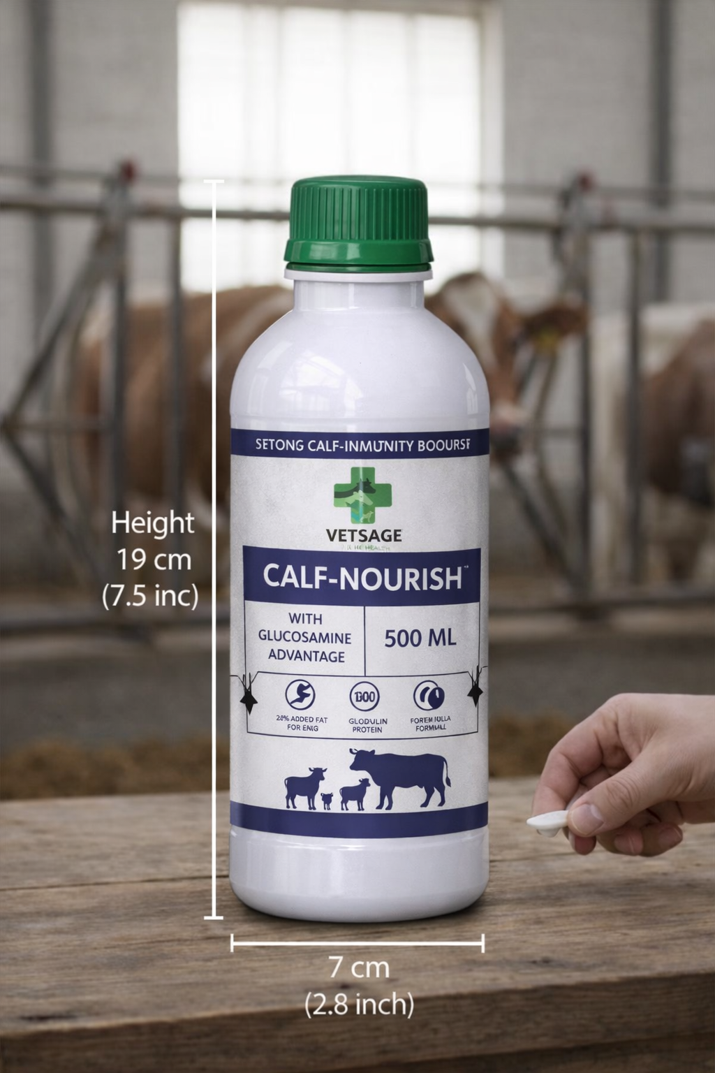 Calf Nourish Nutritional Tonic for Young Calves and Small Ruminants, Dietary Supplement for Animal Support and Balanced Liquid Nutritional Intake |