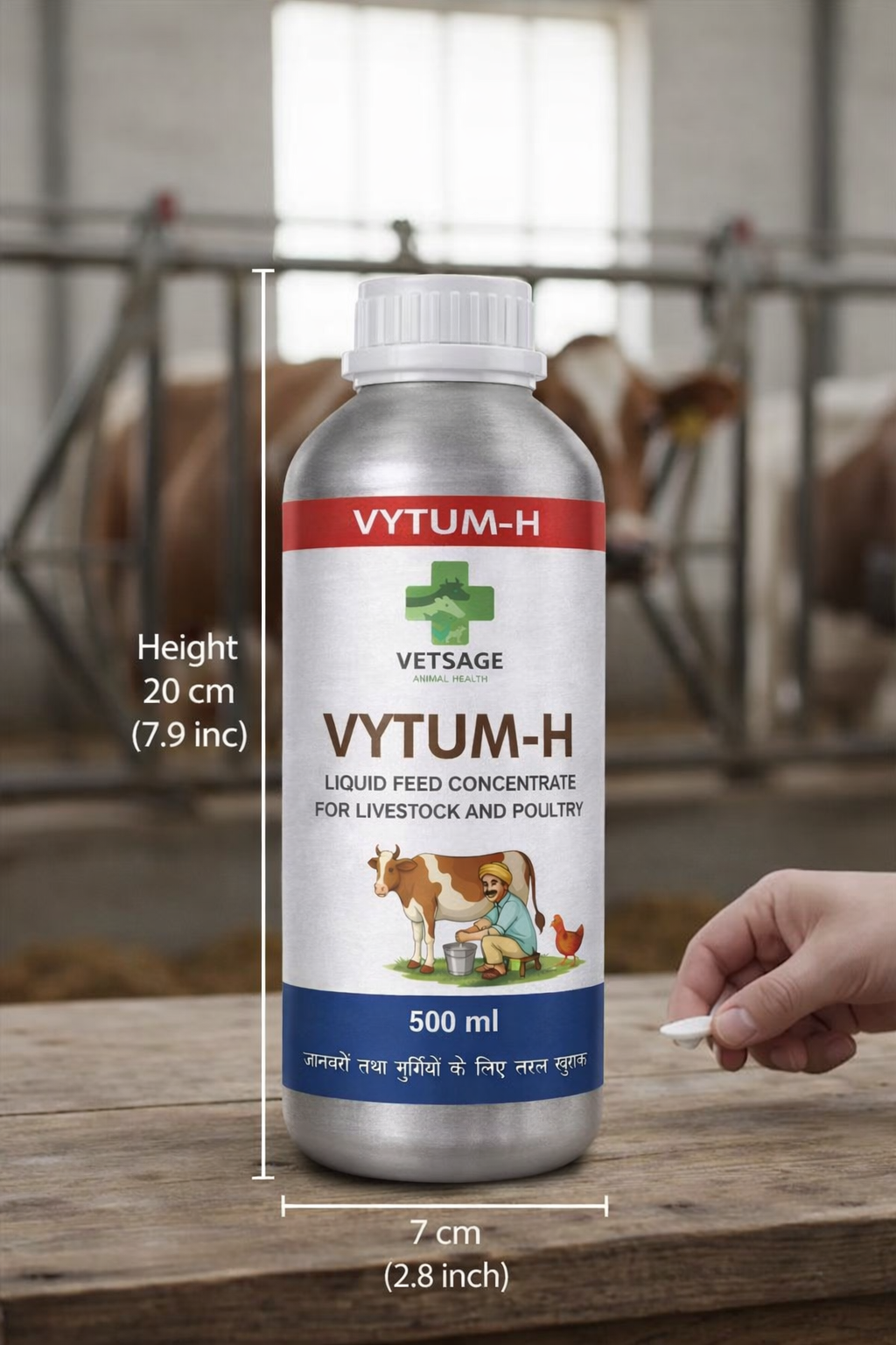 VYTUM H-Liquid Feed Supplement for Cattle, Livestock, and Pets, Liquid Nutritional Concentrate for Daily Dietary Management and Animal Wellness Support