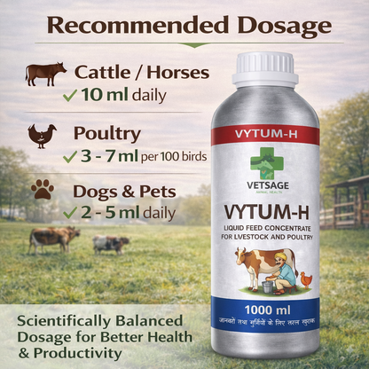 VYTUM H-Liquid Feed Supplement for Cattle, Livestock, and Pets, Liquid Nutritional Concentrate for Daily Dietary Management and Animal Wellness Support